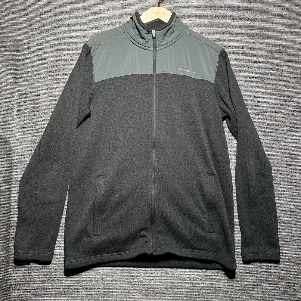 Eddie Bauer Jacket Men's Large Tall LT Black Full Zip Soft Warm